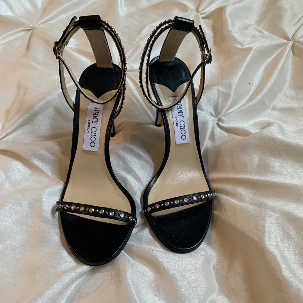 Jimmy Choo Black /Silver Studded Sandals sz 39